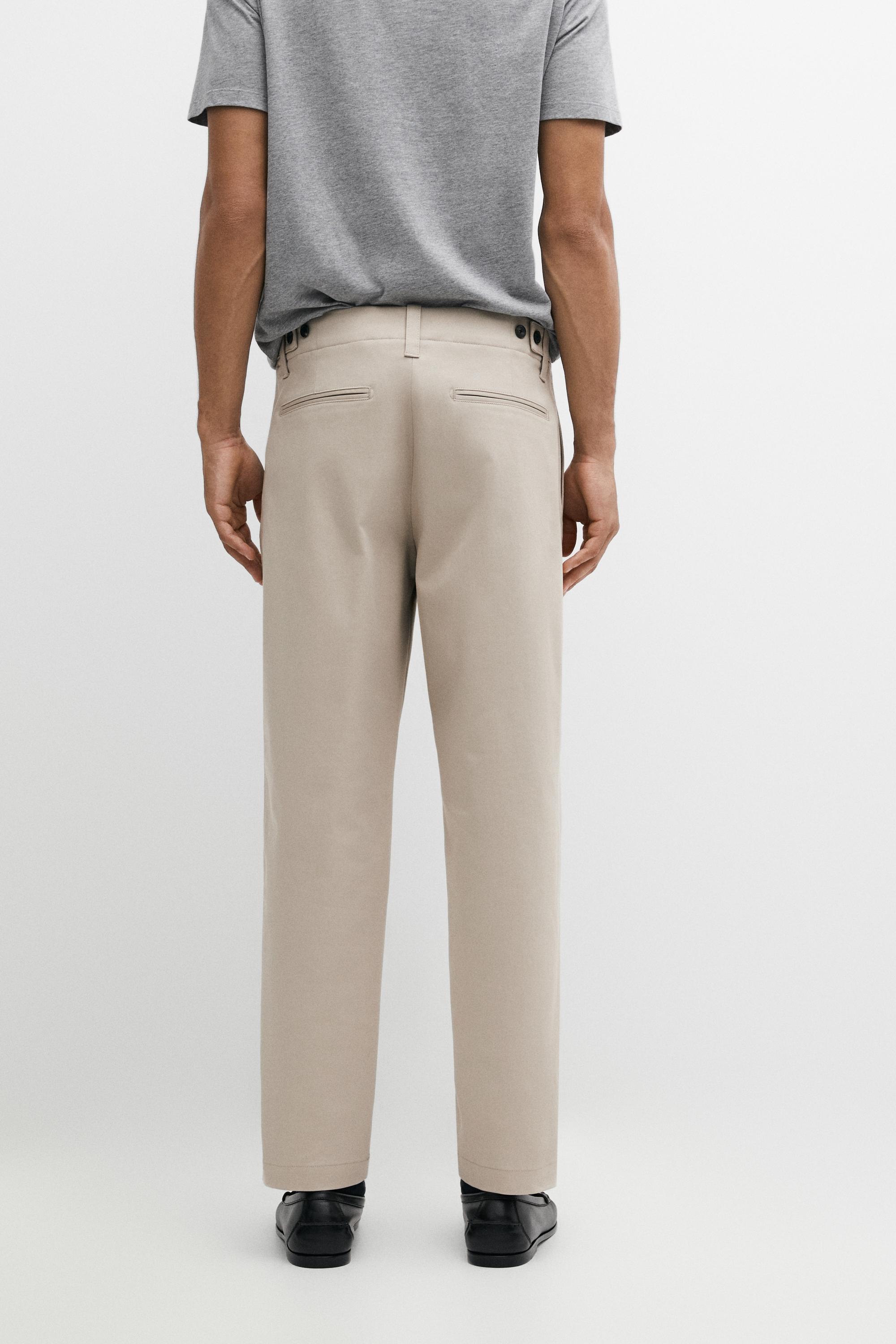 Cotton blend pants with waist detail